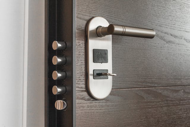 A door with several locks.