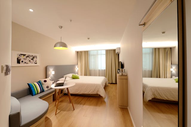 A modern bedroom interior.