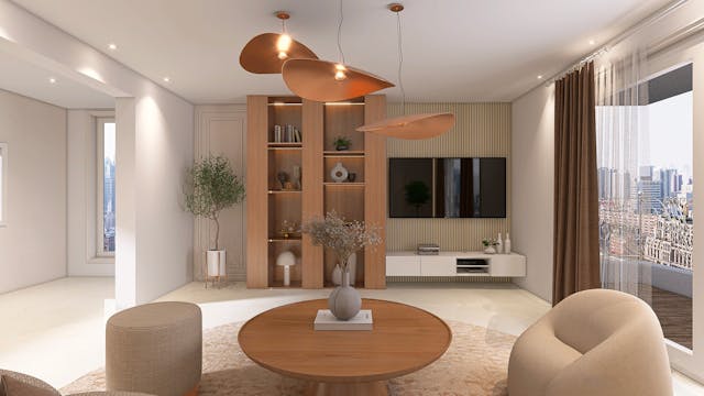 the interior of a modern apartment