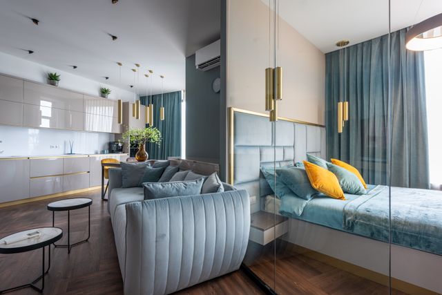 an apartment designed with modern furniture